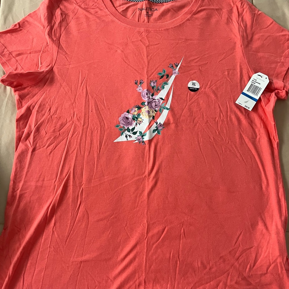 Nautica Pink Short Sleeve T-Shirt with Graphic